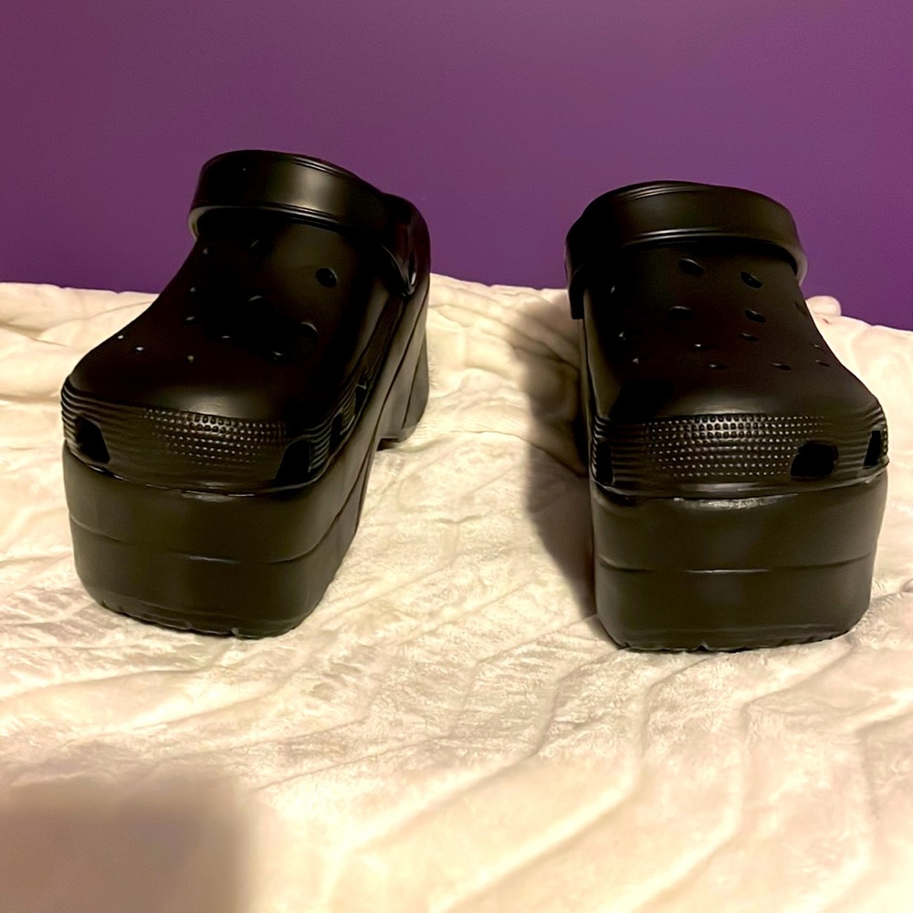 Croc-style Black Platform clogs